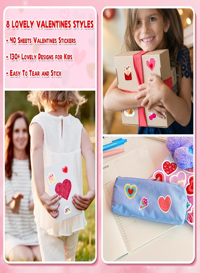 ملصقات قلوب عيد الحب من ليناي للأطفال، 40 ورقة، 665 قطعة، ملصقات حب لعيد الحب، لوازم حفلات بالجملة للأولاد والبنات - Image 3